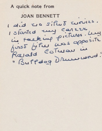 I asked Joan whether she ever made silent films.