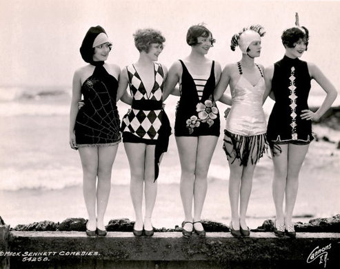 Marion McDonald (R) with other Sennett Bathing Beauties.