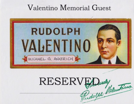 I had a reserved seat right up front. Incidentally, Valentino's "autograph" was made by a stamp that once belong to Valentino. He used it to stamp photographs. It is now in Tracy Terhune's awesome collection.